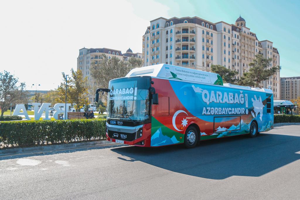 Agentlikdən orduya dəstək - avtobuslar bayrağa büründü  
