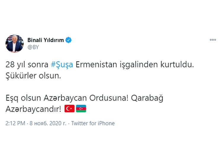 Eks baş nazir: “Şuşa erməni işğalından xilas oldu, şükürlər olsun”