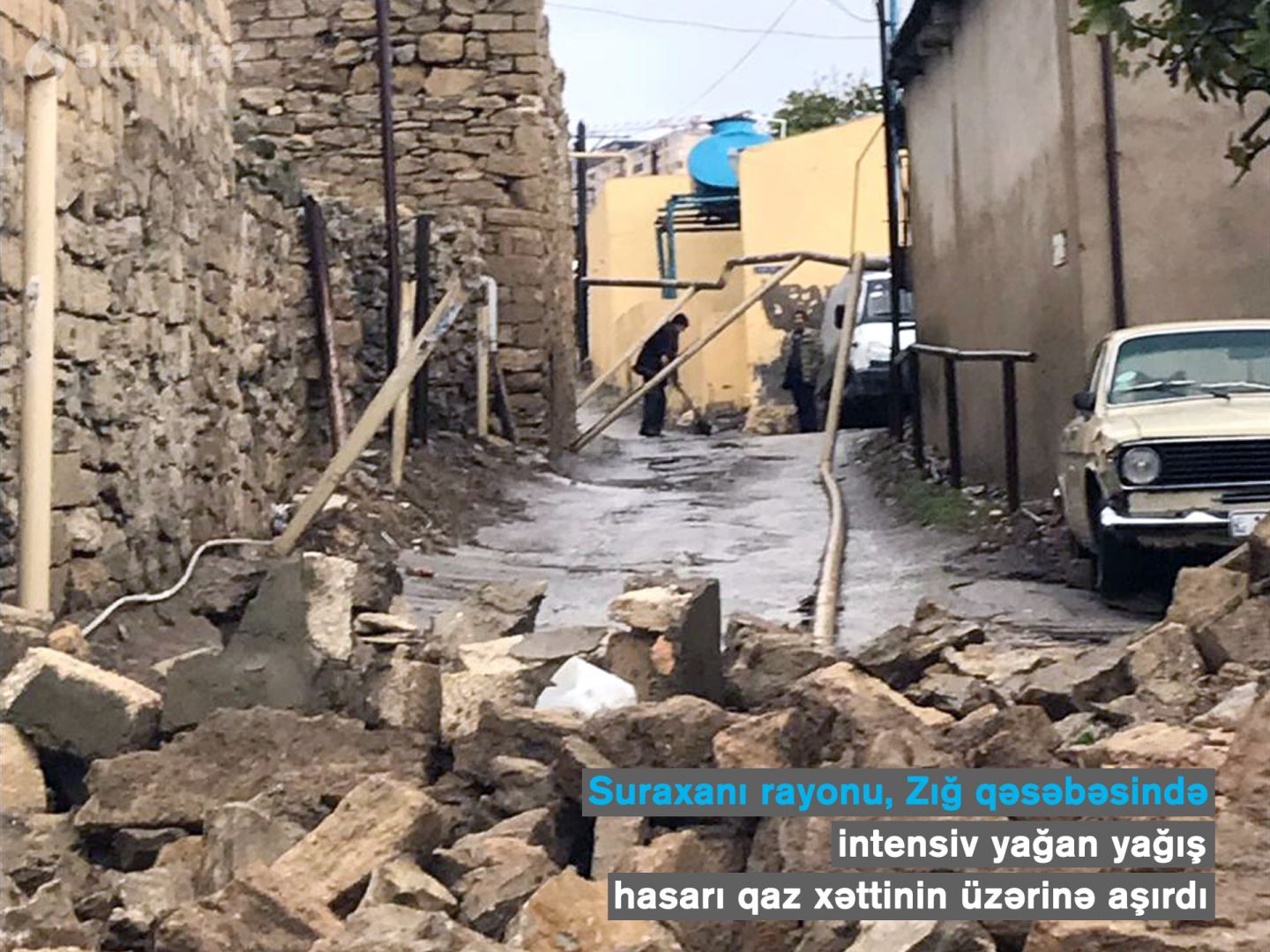 Suraxanıda hasar aşdı, qaz xətti zədələndi - FOTO