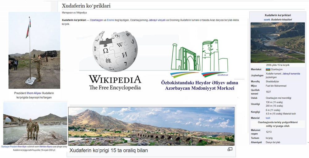“Vikipediya”da Xudafərin barədə özbəkcə bölmə yaradıldı