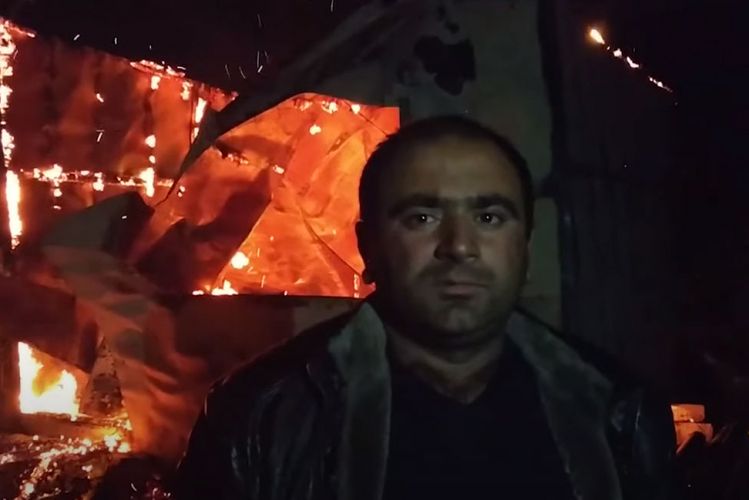 Ermənilər Ağdamı yandırır - VİDEO