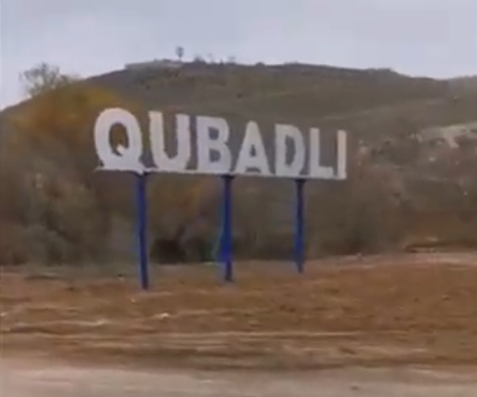 Qubadlının girişində yeni lövhə - VİDEO