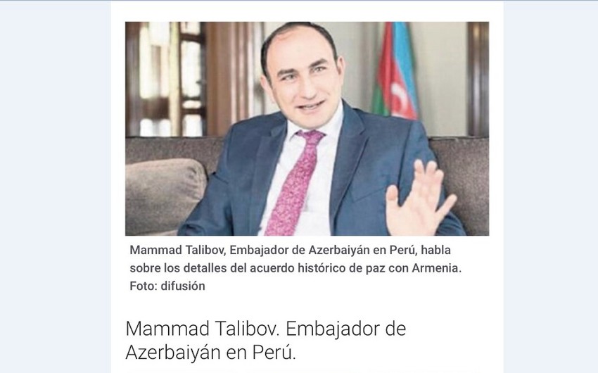 Peru mətbuatında birgə bəyanat barədə danışıldı