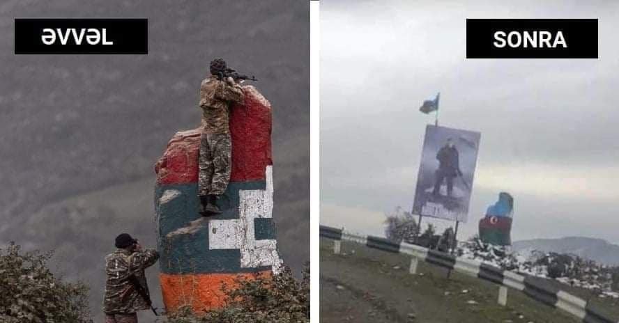 Ermənilər üçün ən strateji yerə Mübarizin şəkli vuruldu - FOTOLAR