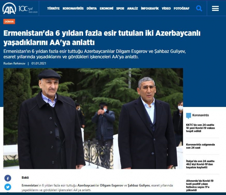 Anadolu agentliyi Şahbaz Quliyev və Dilqəm Əsgərovdan YAZDI