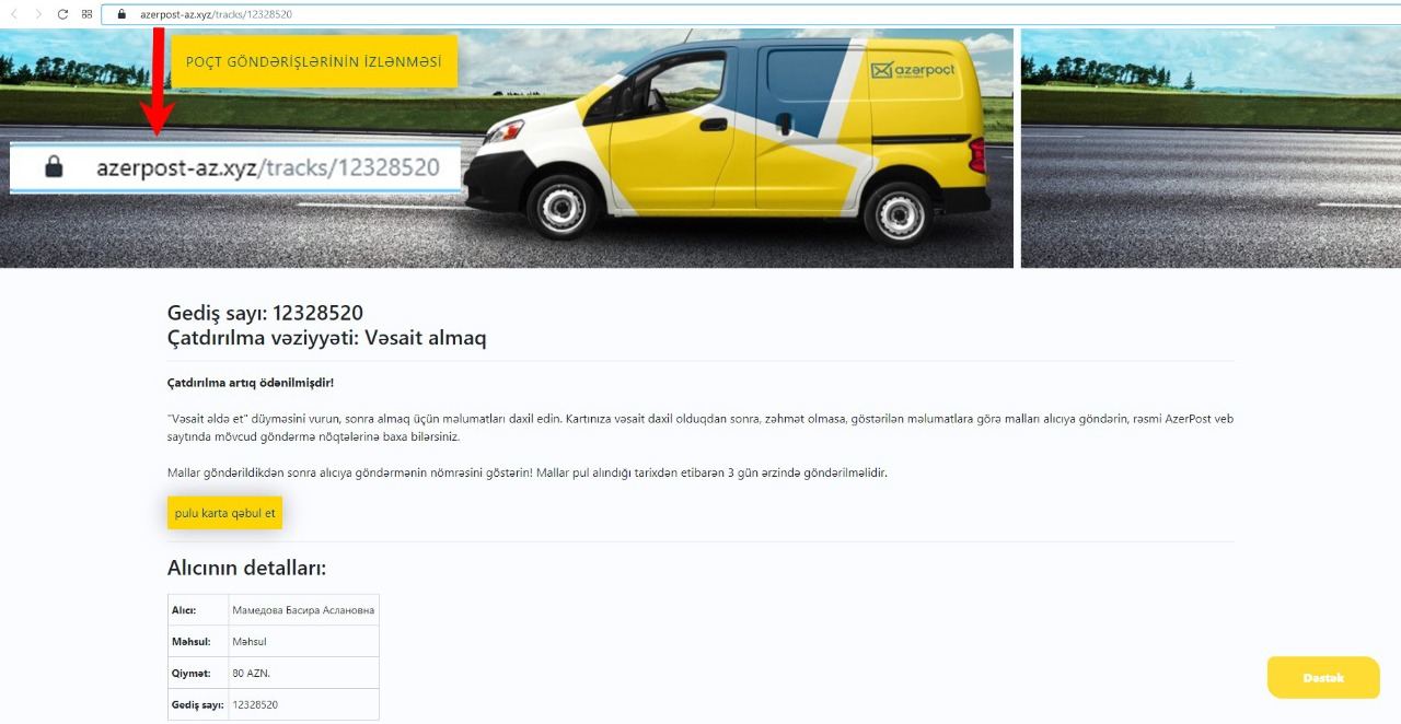 “Azərpoçt” MMC-nin saxta forması hazırlandı