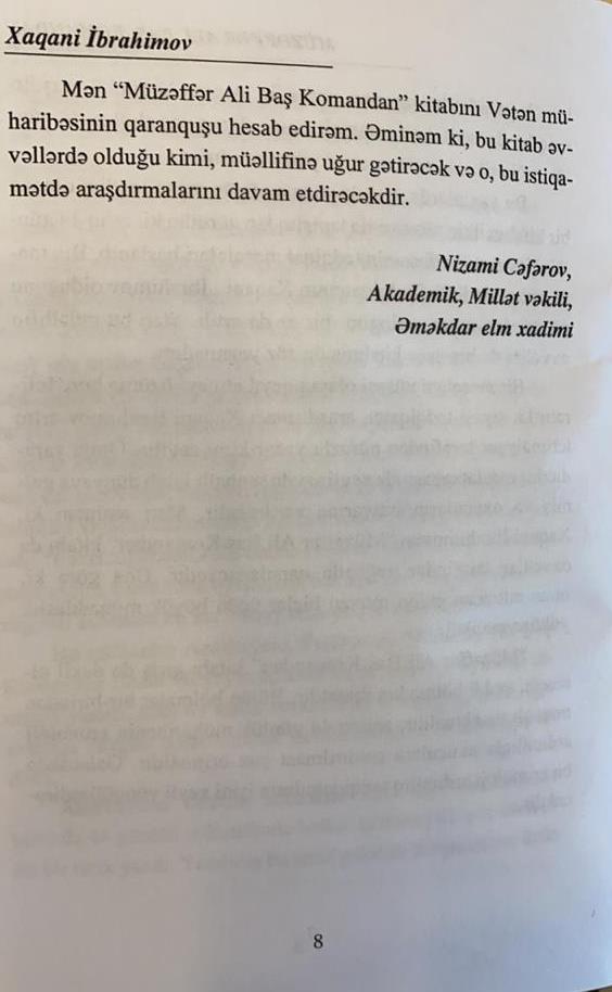 44 günlük Vətən savaşından bəhs edən “Müzəffər Ali Baş Komandan” kitabı çap edilib
