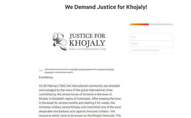 “Xocalıya ədalət” kampaniyası çərçivəsində petisiya YAYILIB