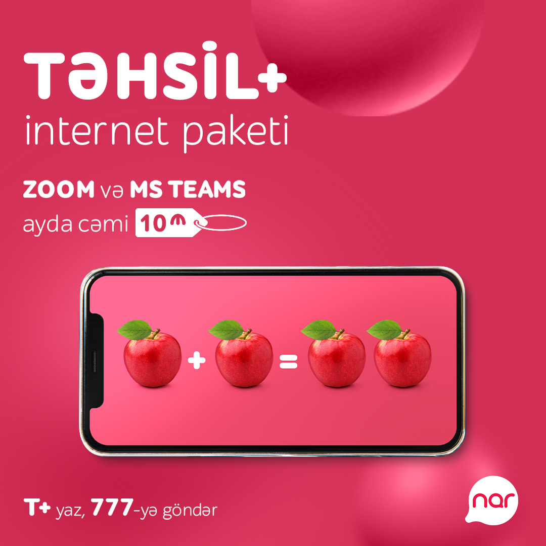 Onlayn təhsil “Nar”ın “TƏHSİL+” internet paketi ilə daha rahatdır!