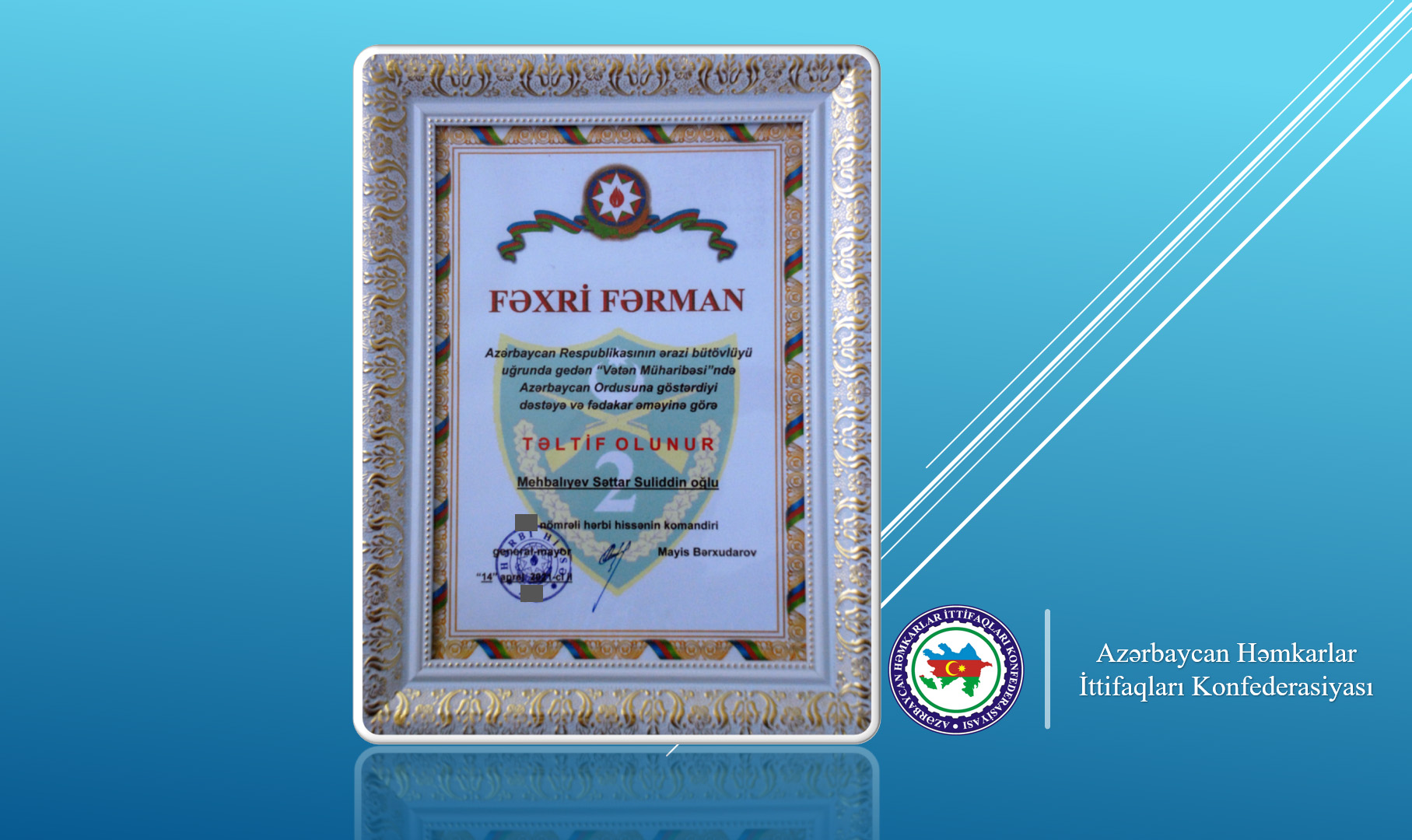 Korpus komandiri deputatı təltif etdi