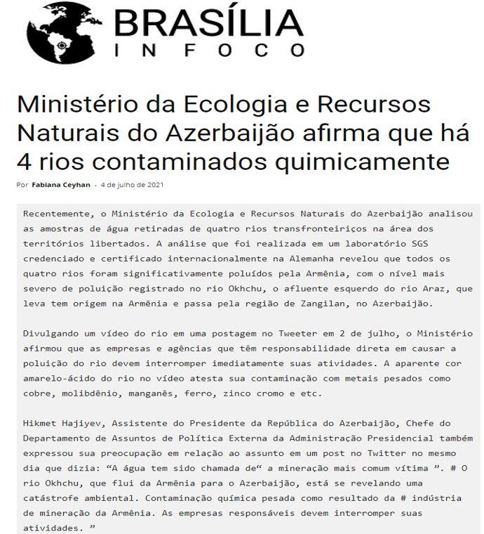 Braziliyalı ictimai fəal Oxçuçayın çirkləndirilməsinə son qoyulmasını tələb etdi - FOTO