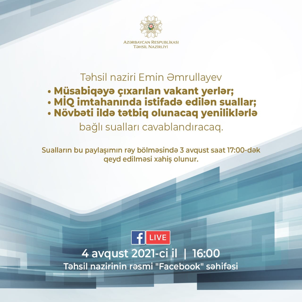 Emin Əmrullayev sualları cavablandıracaq