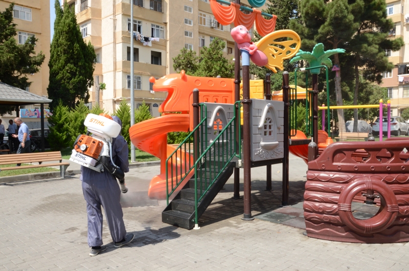 Binəqədidə dezinfeksiya işləri davam edir - FOTO