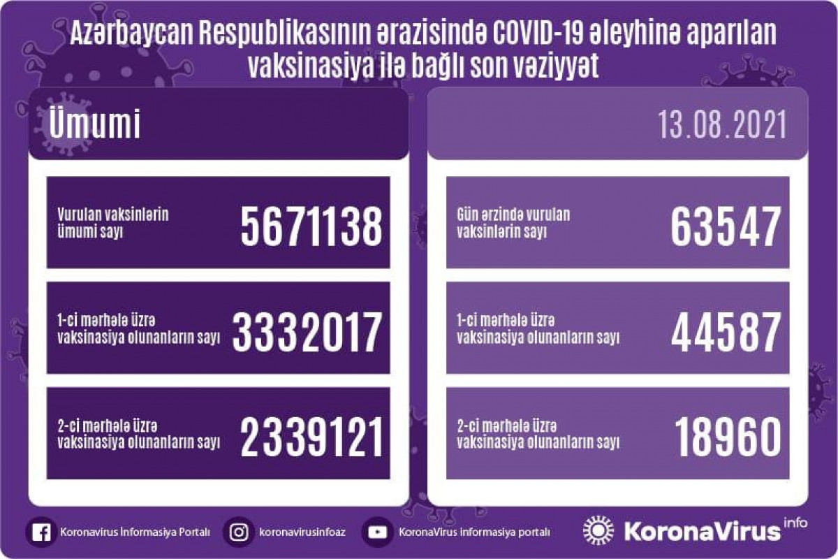 Son sutkada 64 minə yaxın peyvənd vurulub