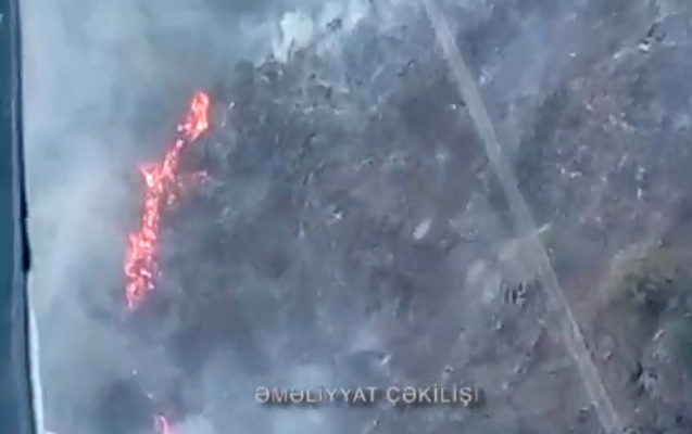 Qəbələdə yanğın başladı, helikopterlər havaya qaldırıldı - Video