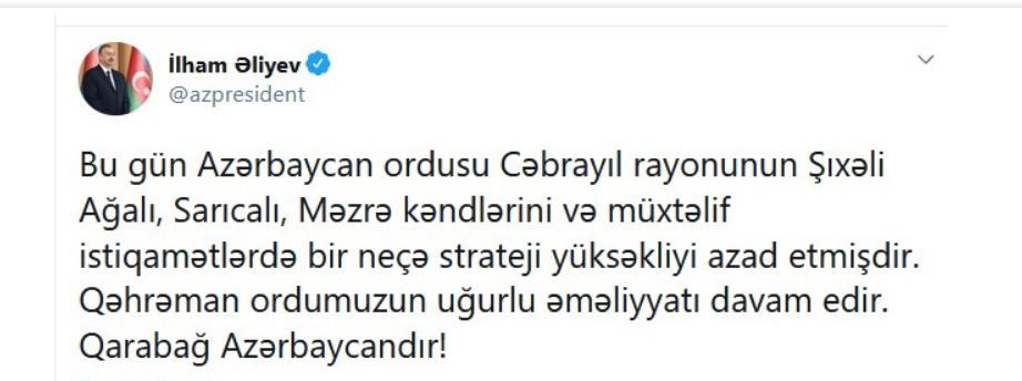 Vətən müharibəsinin xronikası - Oktyabrın 5-də azad olunan ərazilər