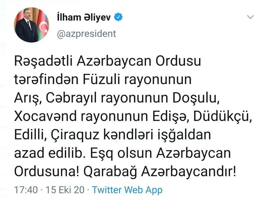 Vətən müharibəsinin xronikası - Bu kəndlər işğaldan azad olundu