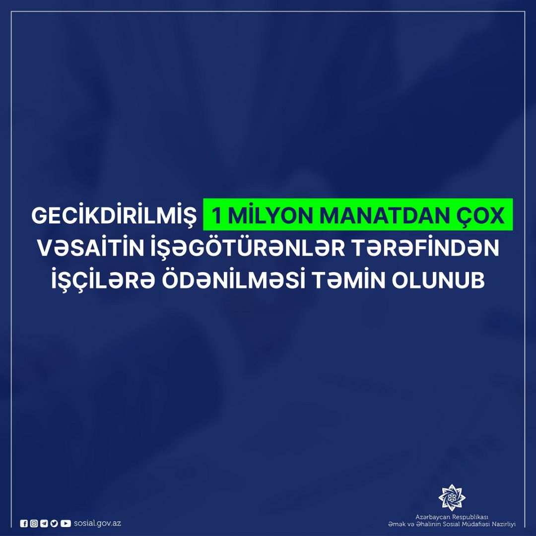 1 milyon manatdan çox vəsait işçilərə ödənildi