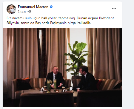 Fransa prezidentindən Azərbaycan dilində PAYLAŞIM