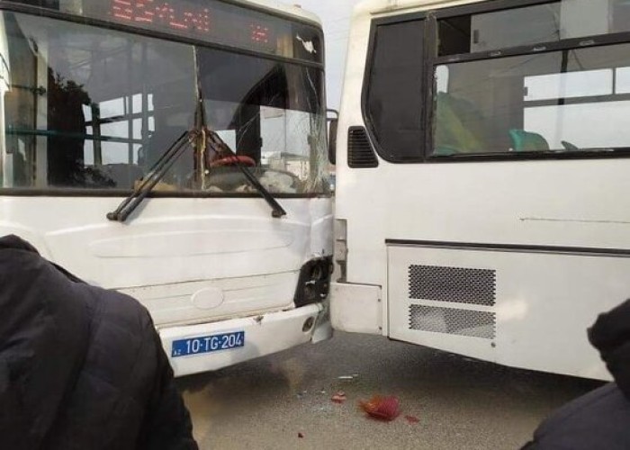 Bakıda 3 avtobus toqquşub - Xəsarət alan var