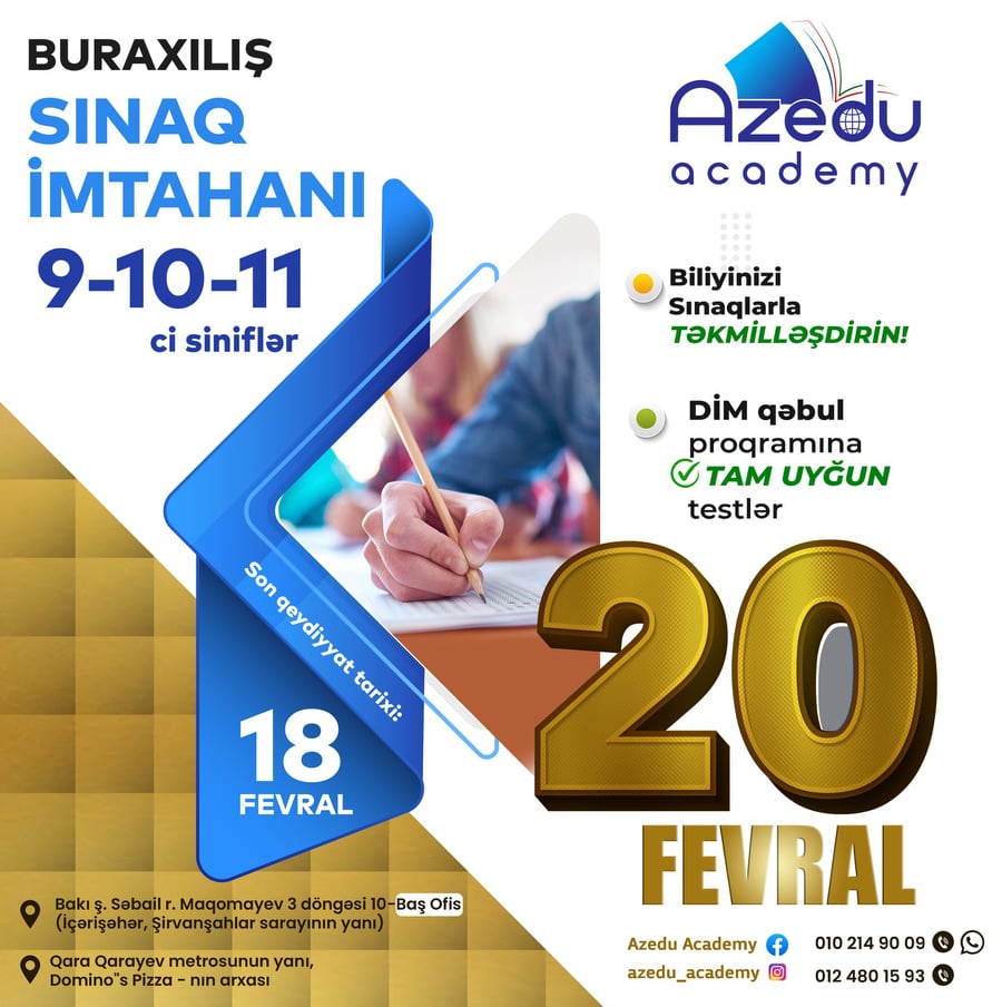 “AzEdu Academy” buraxılış sınaq imtahanı keçirir