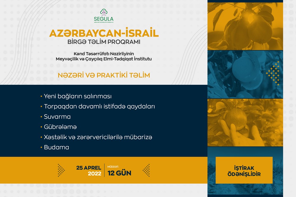 Apreldən aqronom və fermerlər üçün təlimlər keçiriləcək