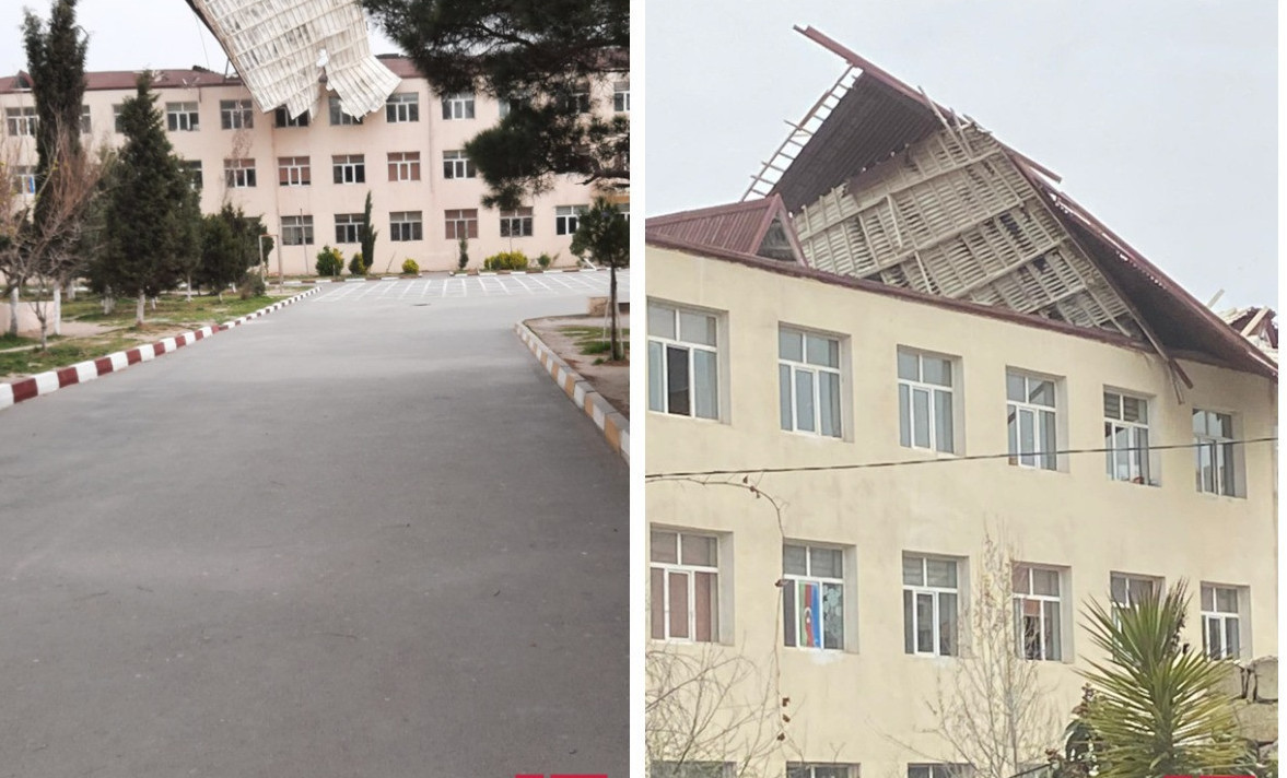 Damı uçan məktəbdə tədris dayandırıldı