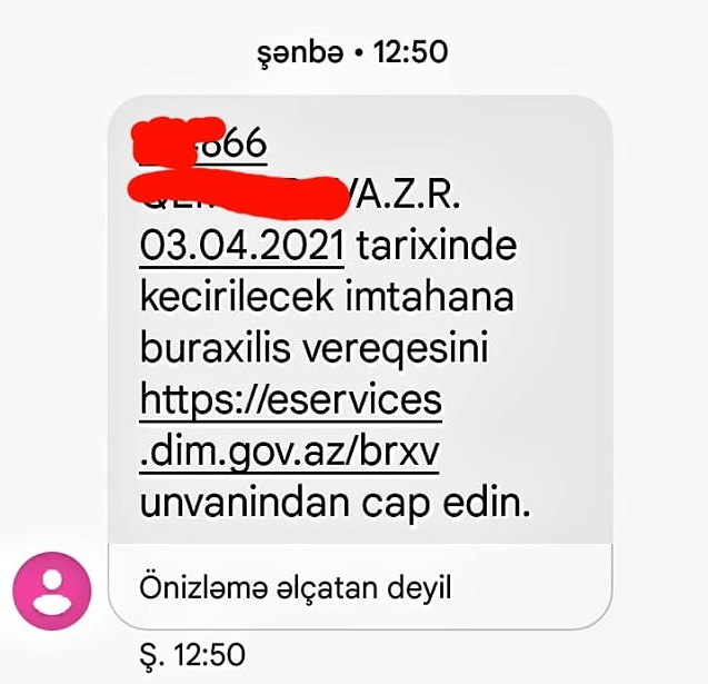 DİM abituriyentə göndərdiyi SMS-ə aydınlıq GƏTİRDİ