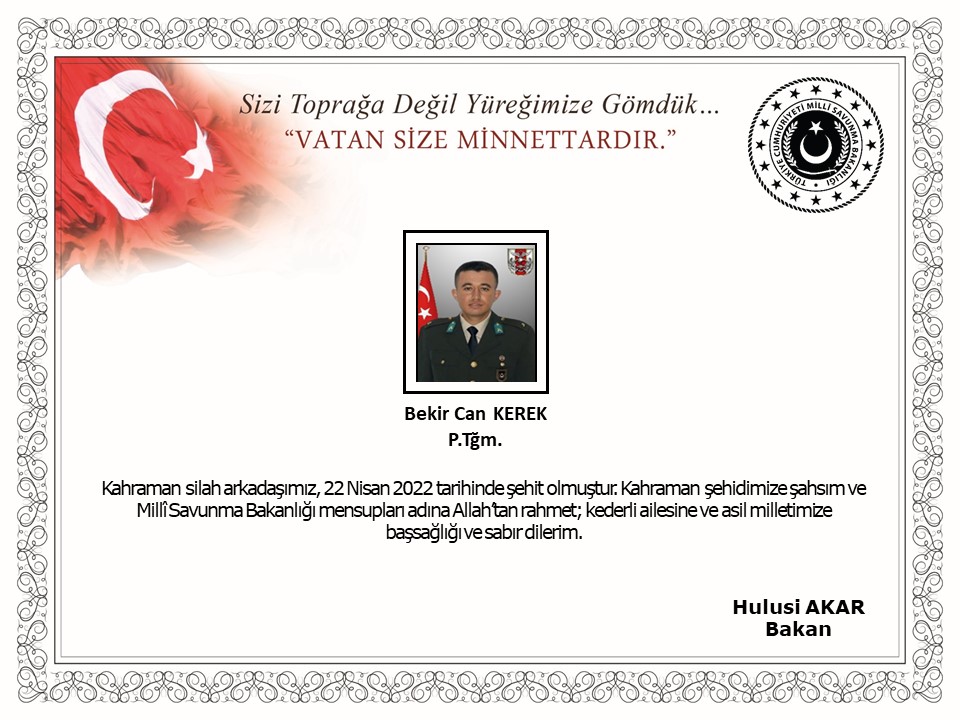 Türkiyə ordusunun daha bir hərbçisi şəhid oldu