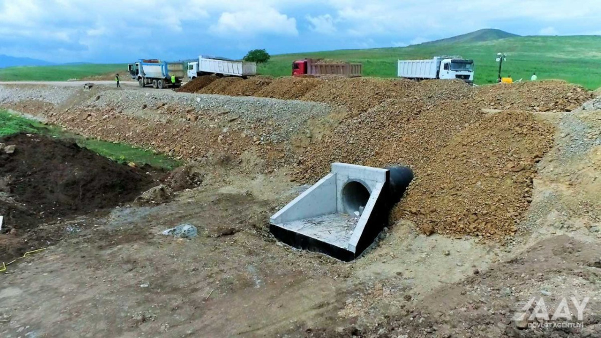 Füzuli-Ağdam yolunun inşası davam edir - FOTOLAR