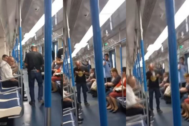 Bakı metrosunda sərnişin siqaret çəkdi