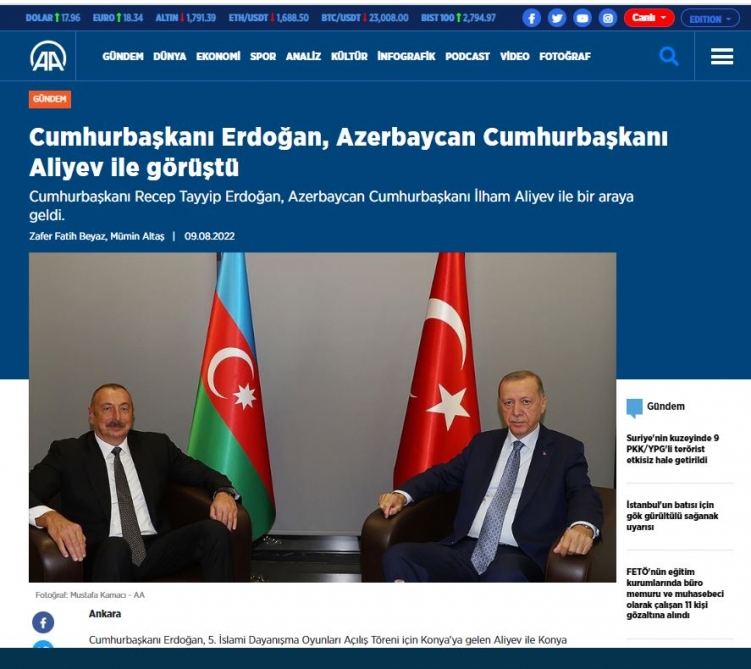 İlham Əliyevin Konyaya səfəri Türkiyə mediasında - FOTO
