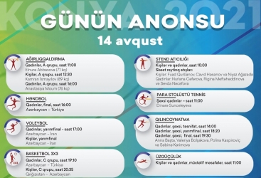 İslamiada gündəliyi: Bu idmançılarımız medal üçün yarışacaq 