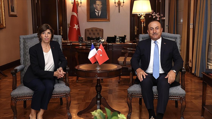 Çavuşoğlu fransalı həmkarı ilə görüşüb