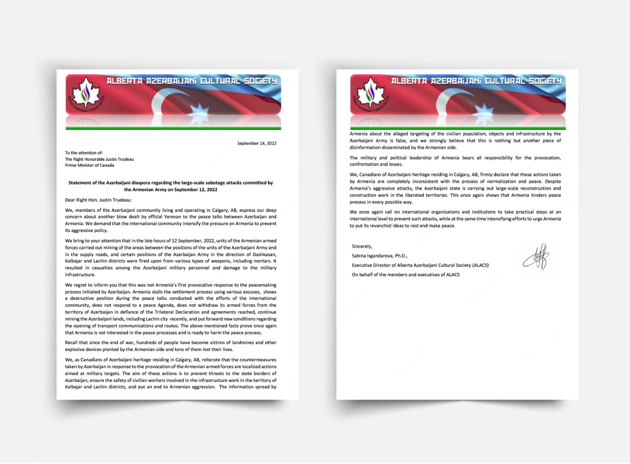 Kanadadakı soydaşlarımızdan erməni təxribatlarına etiraz