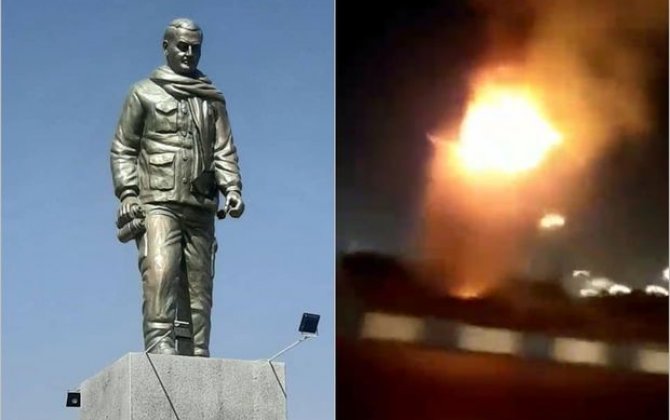 Qasım Süleymaninin Tehrandakı heykəli yandırıldı