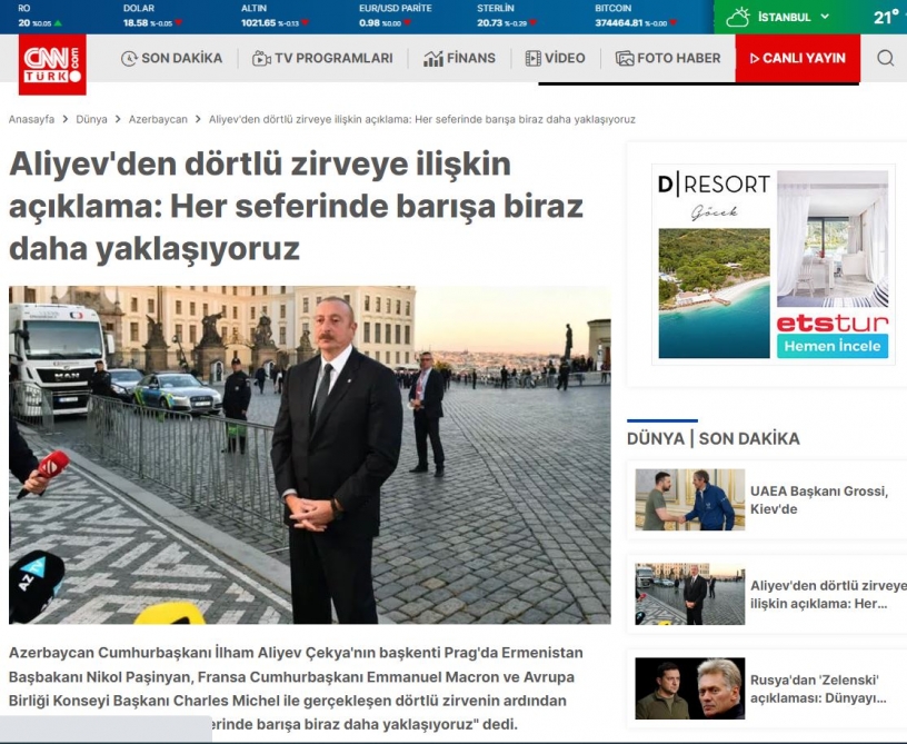 İlham Əliyevin Praqa səfəri Türkiyə mediasında - FOTOLAR