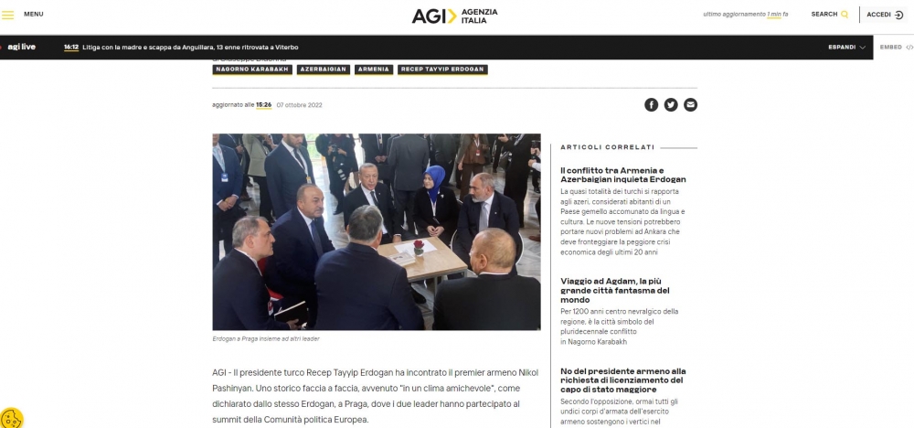 İtaliya mətbuatı Prezidentin Praqa səfərindən yazır