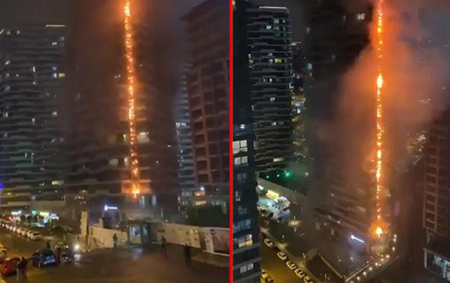 İstanbulda 24 mərtəbəli bina YANDI - VİDEO