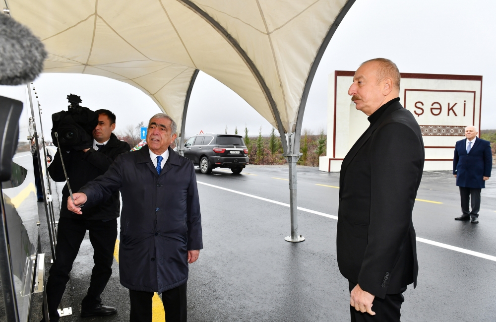 Prezident Oğuz-Şəki yolunun açılışında - FOTO