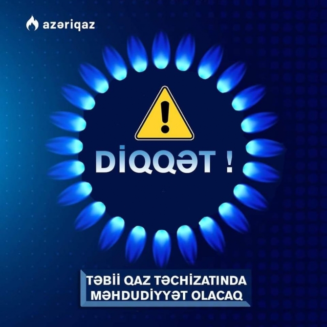 Bu rayonlarda 3 gün qaz olmayacaq