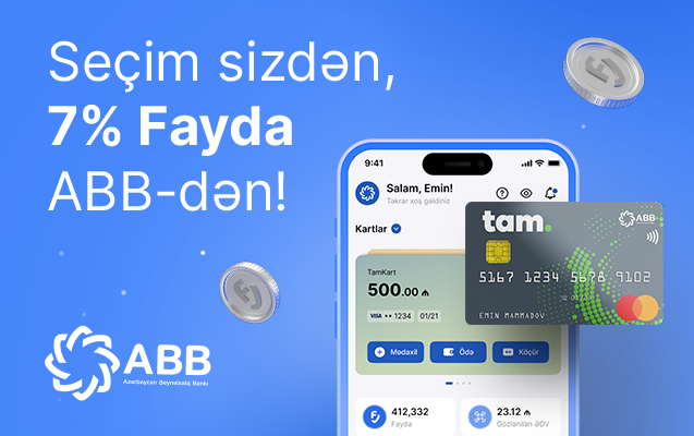 ABB kartla ödənişlərdə 7% əlavə Fayda!
