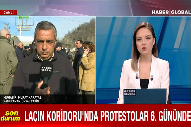 “Haber Global” Xankəndi yolundakı aksiyadan süjet hazırladı - VİDEO