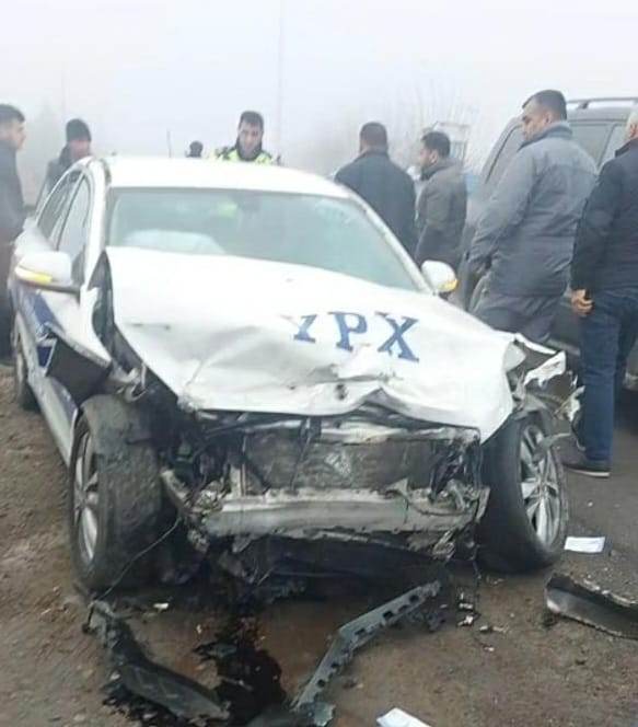 Bərdədə polis qəzaya düşdü - FOTO