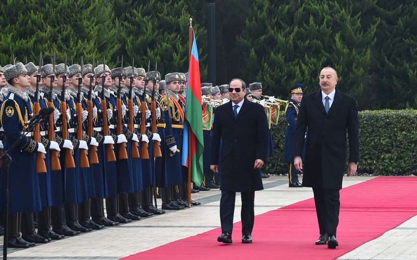 İlham Əliyev Misir Prezidentini qarşıladı - FOTOLAR