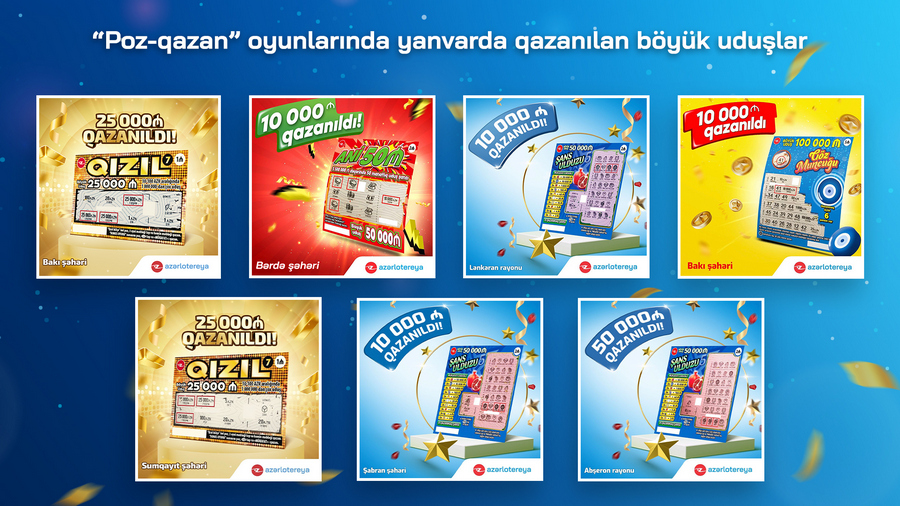 “Poz-Qazan” oyunlarında yanvarda 7 böyük uduş qazanıldı