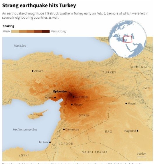 Zəlzələnin təsir dairəsinə Ankara da daxildir - XƏRİTƏ