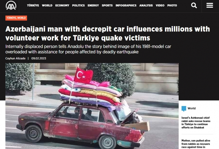 Türkiyə mediası Azərbaycanın yardımından YAZIR