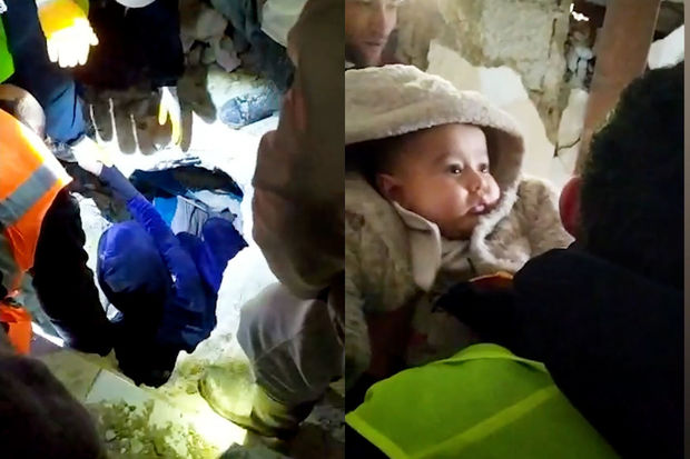 110 saat dağıntı altında qalan ana və körpəsi xilas edildi