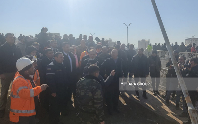 Nazirlər xilasedicilərimizin əməliyyat apardığı ərazidə - FOTO
